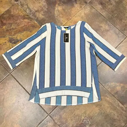 Jules & Leopold New! NWT Textured Striped 3/4 Sleeve Blouse Medium