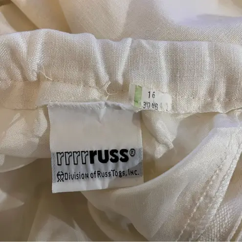 Vintage 70s Rrrrruss Russ Togs Midi Pencil Skirt Linen Off White 16