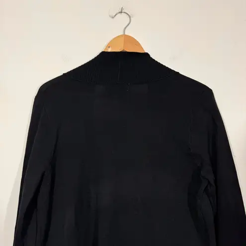 Magaschoni NWT Black Ribbed Trim Gold Zipper Pockets Cardigan Sweater