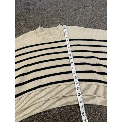 Women's COMMENSE Crew Neck Striped Sweater in Off