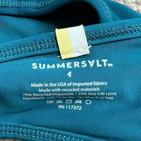 Summersalt High Dive Turquoise Bikini Top Womens Size 4 Strappy Minimal Cutout