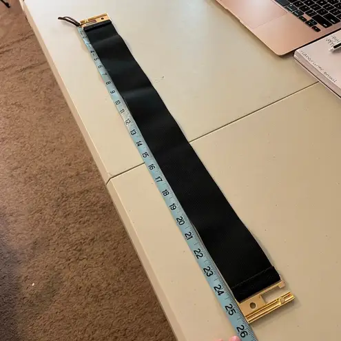 Black Thick Wide Stretchy Golden Slide Buckle Belt Size Small