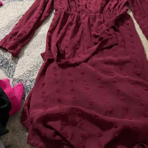 Baltic Born Paisley Dot Midi Dress Burgundy Women's L