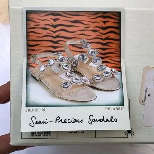 Charlotte Olympia NIB Semi-precious rhinestone suede flat Sandal 35.5 US 5.5