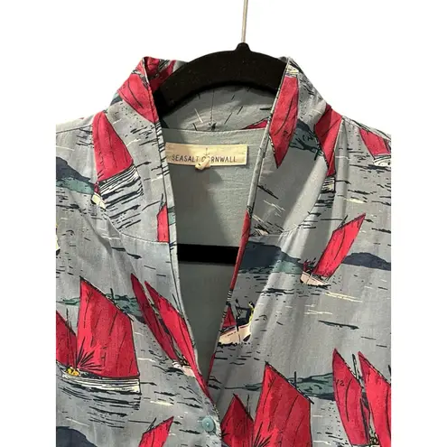 Seasalt Cornwall Size 10 Ship Brenda Dress Lined Boating Cotton Vacation Cottage Blue