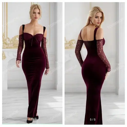 Cherley Black Cherry Velvet Maxi Dress Purple Size M