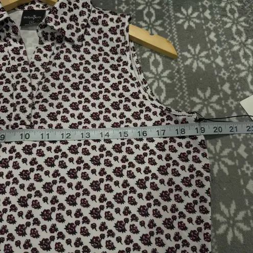 NWT Belyn Key Cutaway Sleeveless Golf Polo Tank Stem Floral White Pink Small