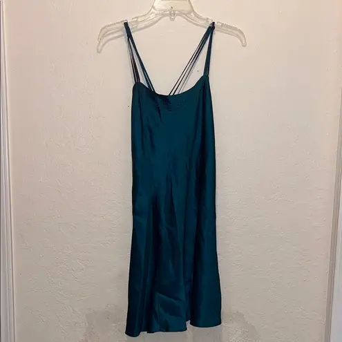 Vintage Floral Embroidered Satin Slip Dress Size M