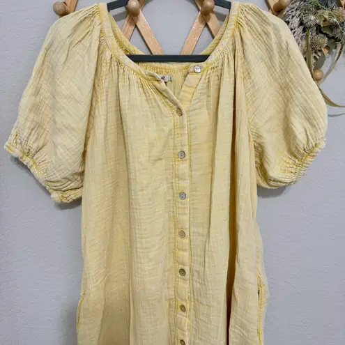 Faherty Dream Cotton Gauze Sun-Washed Yellow Women's Midi Dress Size L