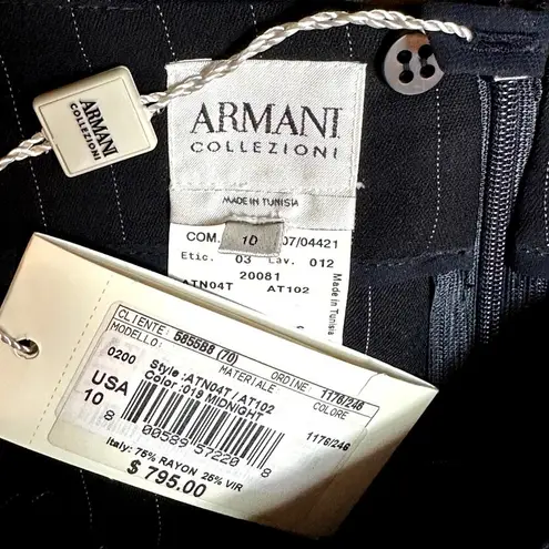 Armani Collezioni Bow Front Pin Stripe A-Line Skirt Midnight Size 10