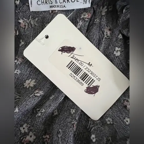 Chris & Carol Women's Med Gray Rayon Floral Short Sleeve Short Romper NWT