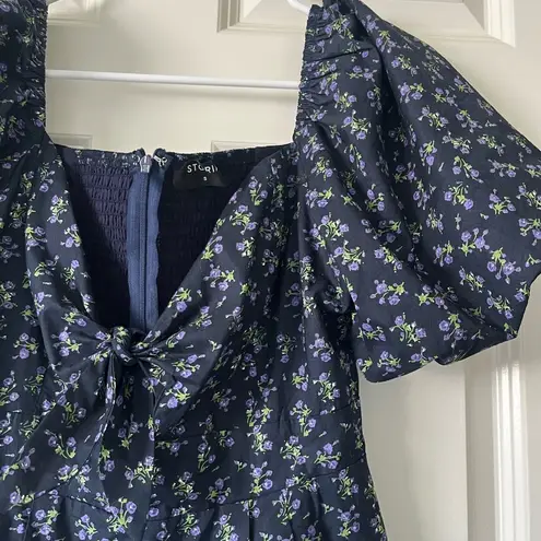 Storia Floral Puff Sleeve Romper S Blue