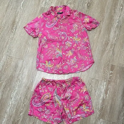 Ralph Lauren  pink, paisley, two piece pajama set; size S