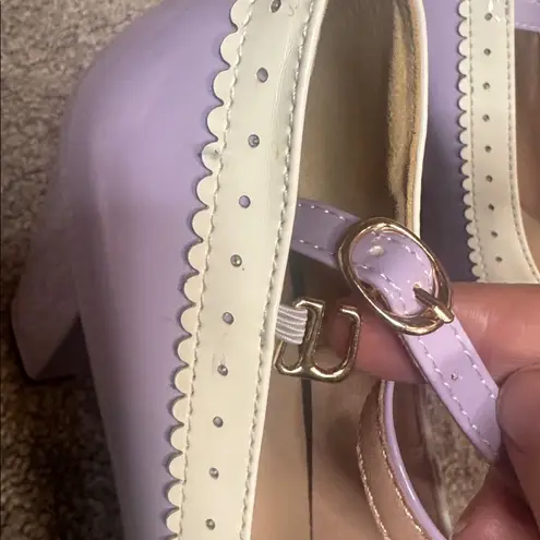 Women’s Purple Chunky Heel Mary Jane Pumps Cute Bow Round Toe Size 8 NEW Purple