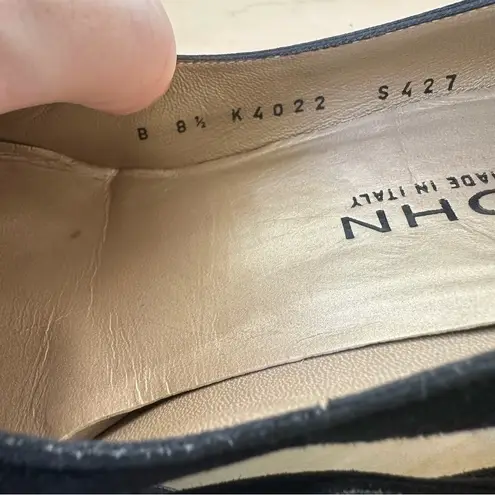 St. John Black Suede And Metallic Gold Pumps