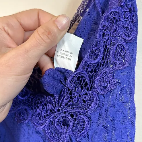 Cinema Etoile Purple Dark Fairy Lace Mid Chemise Slip Sleep Floral Nylon Medium