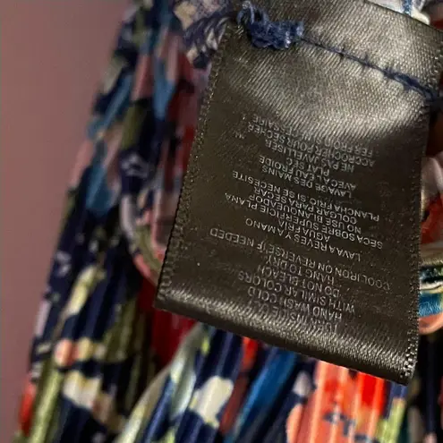 WAYF Blue Floral Pleated Maxi Skirt Size XS EUC