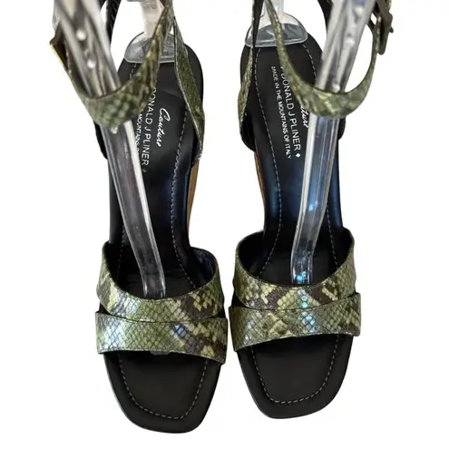 Donald Pliner Kiwi Green Hand Carved Cork Pitone Leather New Wedge Shoe $250 NWT Size 10