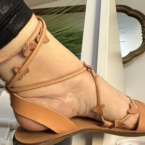 Loeffler Randall Heartla Ankle Wrap Gladiator Sandal Pink Nude Leather Heart 6.5