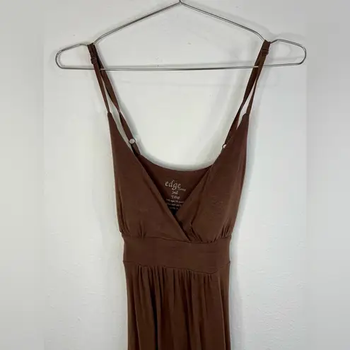 Edge Brown Spaghetti Strap Empire Waist Midi Dress Size Small Casual Chic