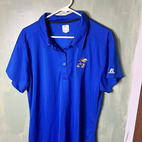 Russell Athletic University of Kansas Polo Short Sleeve Shirt Blue Sports Russell X-Large