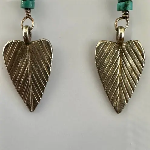 Sterling Silver Leaf & Turquoise Dangle Earrings