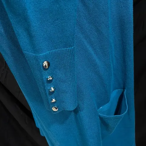 JM Collection Blue Open Front Cardigan Sweater