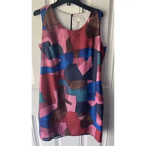 Molly Bracken Lili Sidonio Cubism Art Deco Colorful Shift Dress Size Medium