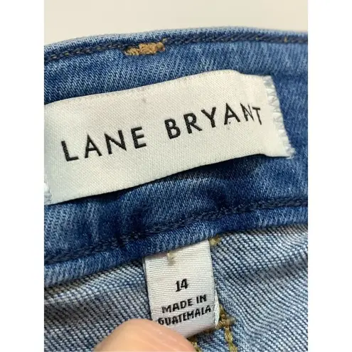 Lane Bryant  Women's Distressed High-Rise Girlfriend Straight Jeans Blue Size 14