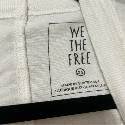 Free People  White Mock Neck Long Sleeve Tee Shirt XS Oversized Casual Coastal