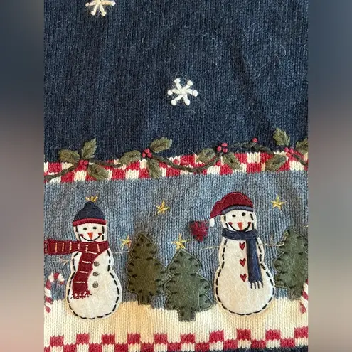 Croft & Barrow Ugly Christmas Sweater Vintage Large CROFT BARROW‎ Snowman  Blue Zip