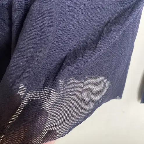 Attention Navy Blue Mesh Long Sleeve Ruched Off Shoulder Top Size Medium