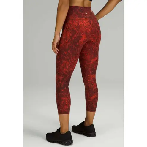 Lululemon  Wunder Train‎ Sz 20 High Rise 25" Leggings Autumn Red Black Denim Wash