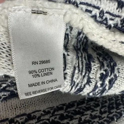 Pendleton Linen Blend Knit Stripe Long Open Cardigan Medium Petite – small flaw