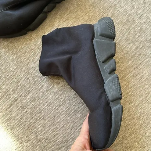 Italian made lug sole sock style chunky slip on shoe size Italian 30 or US 8 Black