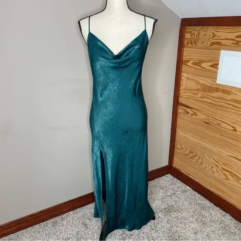 Resa Madison Spaghetti Strap Midi Slip Dress in Emerald Green Medium NWT