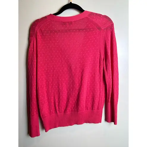 Juicy Couture  Pink Coral Cardigan Size Large Gold Detail Swiss Dot Valentines