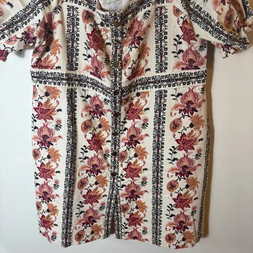 Spartina 449 Floral Puff Sleeve Button Front Cotton Dress Size XXL