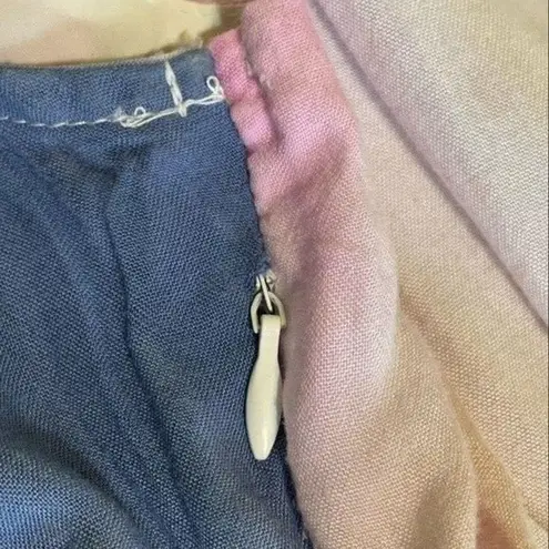 Versona Asymmetrical Tie-Dye Pink/Blue V-Neck Top with Belt Size Small