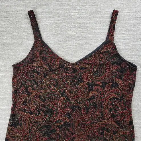 Alex Evenings Vtg Tank Jacket Set XL Paisley Slinky Glitter Mother Of The Bride