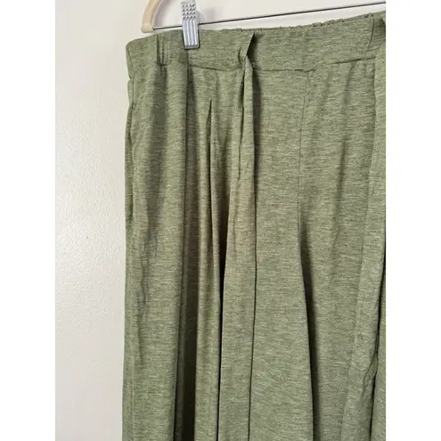 Halara NWT High Waisted Tie Front Palazzo Wide Leg Flowy Knit Pants Green Large