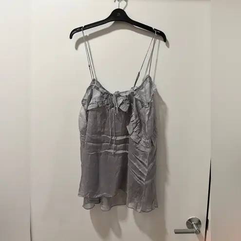 SKIMS ROMANCE Mirror Silver Ruffled Slip Dress