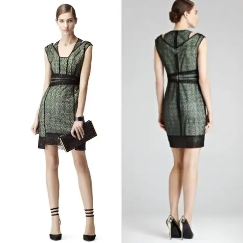 Reiss NEW Tali Sparkle Wrap Bodycon Dress Sequins Green SIze 8