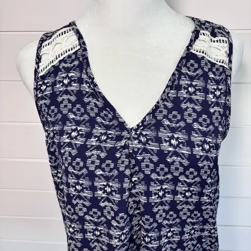 Paper Moon by Stitch Fix Flowy Navy Blue Tank Top Size S
