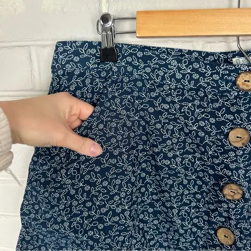 Fat Face Navy Patterned Button Front 100% Cotton Skirt Size 16