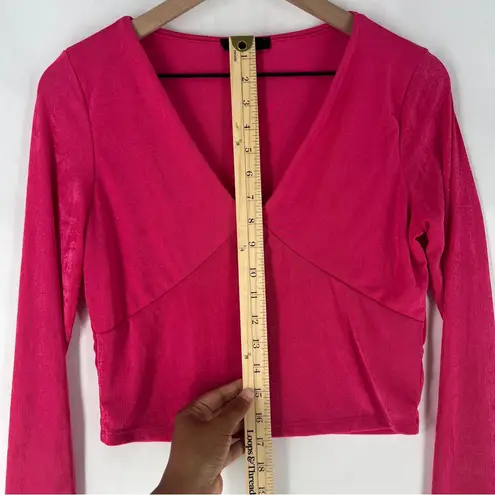 21 Saints Slinky Stretch Elegant Pink Womens Long Sleeve V