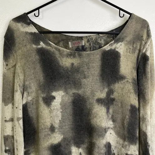 Scandal Italy Sweater Top Long Sleeve Knit Layered Lined Sheer Shirt Pleat Back* Brown Size M