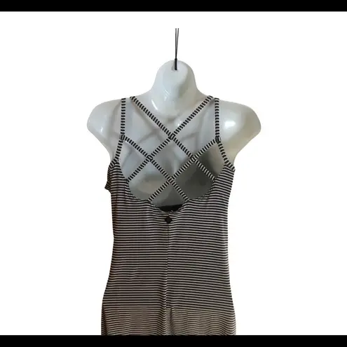 prAna Rebecca Dress Women's Striped Charcoal L Cage Strappy Back Beach Pool