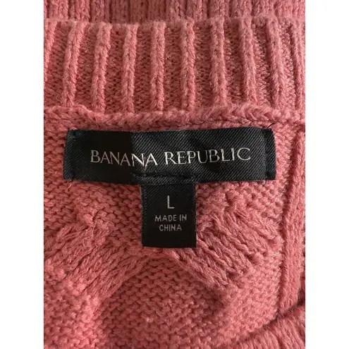 Banana Republic EUC  Women’s Cable Knit Sea Coral Pullover Vest Size Large