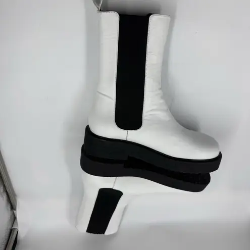 STAUD Palamino White Leather Black Gore Ankle Chelsea Boots Sz 35